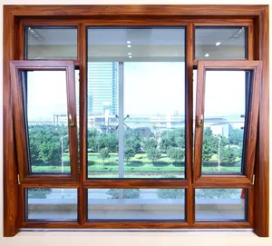 New Design plastic windows pvc upvc casement turn tilt wood color with triple glass for home