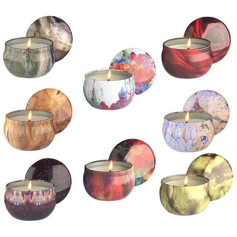 Eight-piece cross-border explosion scented candle set Amazon hot sale tinplate smokeless environmentally friendly scented candle