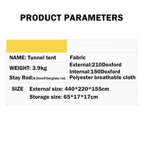 Grand tunnel tente de camping imperméable multi-personnes crème solaire 2 chambres à coucher version familiale tente de camping équipement d'auvent portable