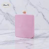 Flacon atomiseur de parfum rectangulaire en verre rose de 114,4 ml avec bouchon à vis et joint en liège, forme plate pour sérum de soin de la peau