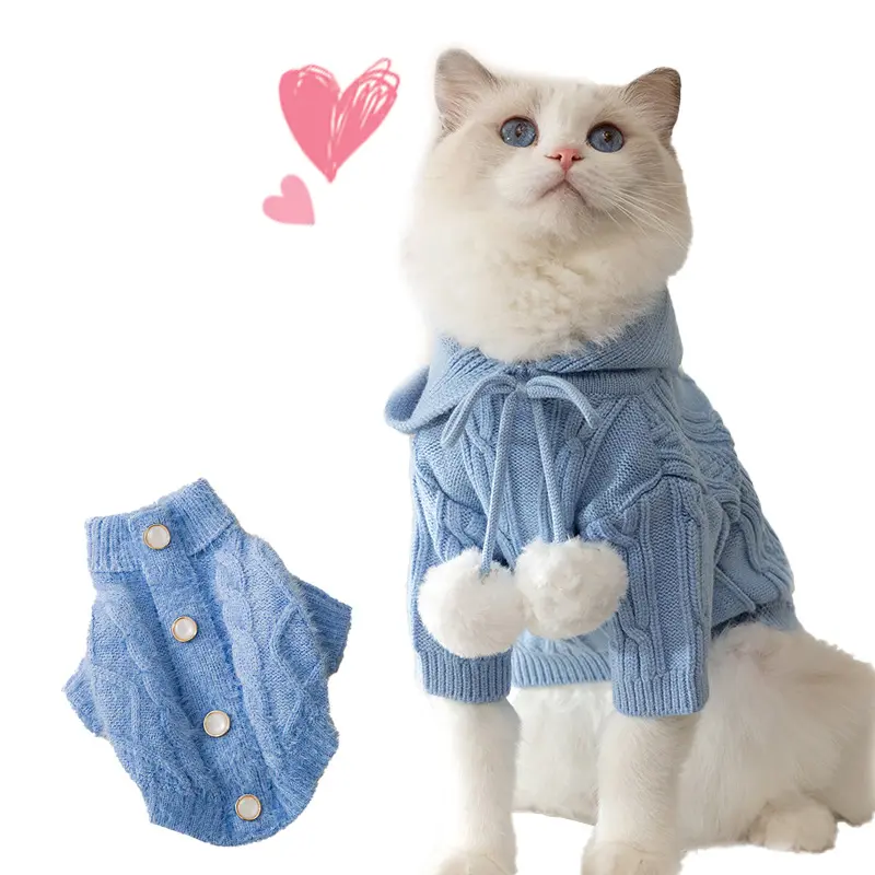 고양이 스웨터 가을과 겨울 따뜻한 벨벳 안감 편안한 애완 동물 풀오버 스웨터 간단한 다목적 개 옷