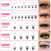 Kit d'extension de cils DIY en gros sous marque privée, Catalogue de cils, Cils synthétiques segmentés Manga, Cils postiches, Logo personnalisé, Courbure D