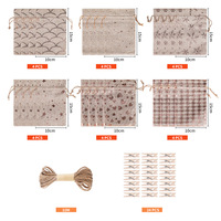 Ensemble de Noël en toile de jute à motifs de dessins animés, pochette de rangement pour cadeaux de Noël, sac à friandises festif pour les cadeaux d'entreprise, fête de Noël