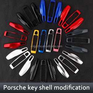 Juego de 3 Uds de <span class=keywords><strong>funda</strong></span> protectora de cuero PU para llave de control remoto de coche para <span class=keywords><strong>Porsche</strong></span> Cayman <span class=keywords><strong>Boxster</strong></span> 911 718 Taycan Macan B C a modelos - Product Image 4