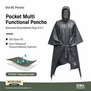 Poncho Antipioggia Ultraleggero <span class=keywords><strong>3</strong></span> in 1 in Nylon 30D Impermeabile PU7000 con Cappuccio, Telo da Terra per Escursionismo, Campeggio, Ciclismo, Viaggi - Vendita all'Ingrosso - Product Image 3