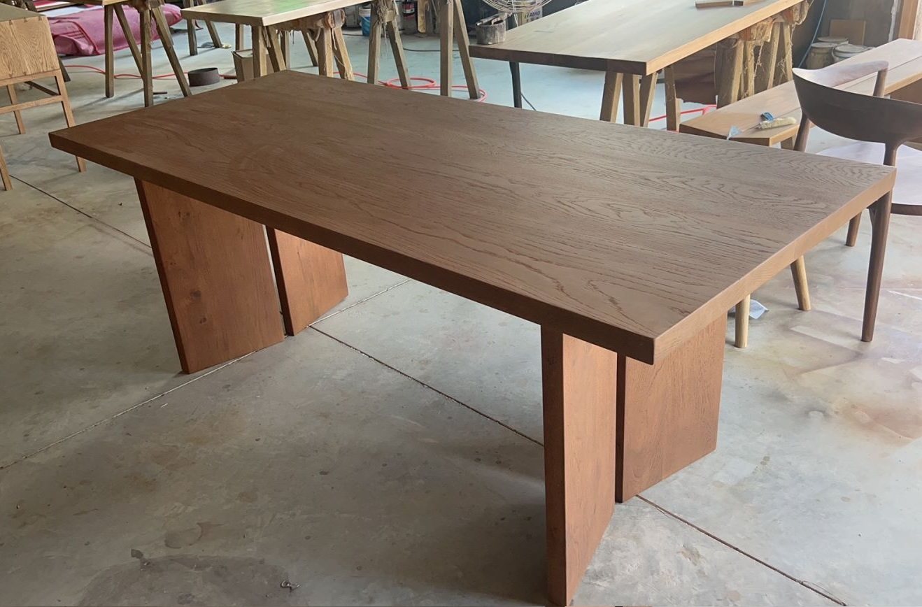 Pair of sloping plate legs-white oak