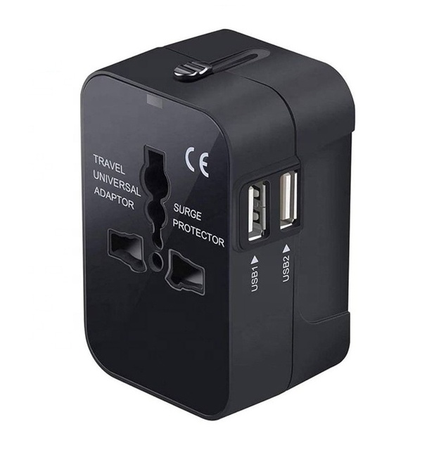 Worldwide Universal Travel Adapter with 2 USB Suitable for EU/UK/US/AUS Plug