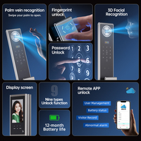 Cerradura Inteligente Totalmente Automática con Reconocimiento Facial, Huella Dactilar y Patrón de Palma, Desbloqueo Múltiple por Aplicación/Wi-Fi, para Puertas Correderas de Alta Resistencia