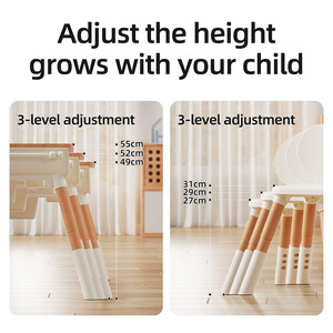 <span class=keywords><strong>Table</strong></span> et Chaise d'École pour Enfants sur Mesure en PP, Hauteur Ajustable pour Maternelle - Product Image 3