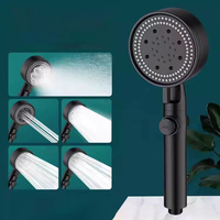 Pommeau de douche à main professionnel gris anthracite en ABS, 5-en-1, filtrant, effet pluie, haute pression, pour l'approvisionnement de projets hôteliers
