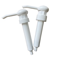 Distributeur de lotion à pompe à long bec en plastique blanc, tête de pompe de qualité alimentaire à filetage côtelé 38/410 pour sirop, sauce, savon liquide