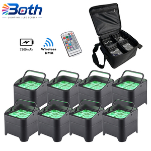8 projecteurs LED à piles IP65 avec 2 sacs, 4x18W RGBWA UV, étanches, pour la décoration d'événements en extérieur - Product Image 1