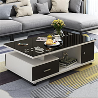 2024 Offre Spéciale Table à thé salon meubles verre Table basse moderne Table centrale en verre noir trempé avec rangement 30-45 jours