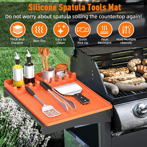 Alfombrilla de silicona naranja para utensilios de parrilla con almohadilla antigoteo y espátula, para parrilla exterior y encimera de cocina, Tariff Reduction - Product Image 2