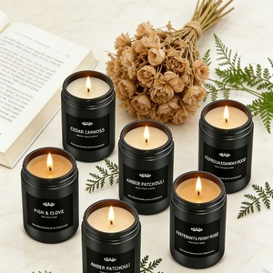 Candela Profumata Maschile in Barattolo Nero, Cera di Soia Naturale, Fragranza Minimalista <span class=keywords><strong>per</strong></span> la <span class=keywords><strong>Casa</strong></span>, Lunga Durata, Stoppino in Cotone, Regalo <span class=keywords><strong>per</strong></span> <span class=keywords><strong>Lui</strong></span>, Festa - Product Image 4