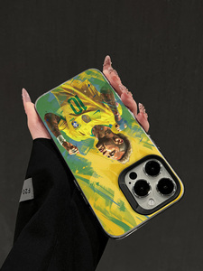 Funda para iPhone 15 Pro Max con Diseño Artístico de Estrella de Fútbol Brasileña, Cubierta Anti-caídas con Acabado Acuarela para Fanáticos, Funda Personalizada con Diseño de Toro - Product Image 5