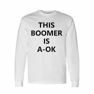 T-shirt a maniche lunghe con scritta divertente e ironica: This Boomer Is A-OK - Product Image 2