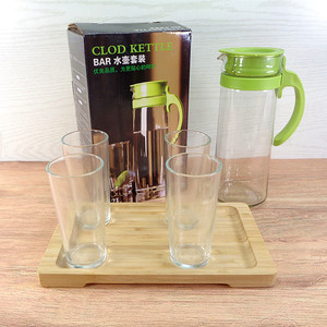 Ensemble de bouteilles d'eau pot <span class=keywords><strong>bleu</strong></span> marine pot de jus en verre de grande capacité de cinq pièces - Product Image 1