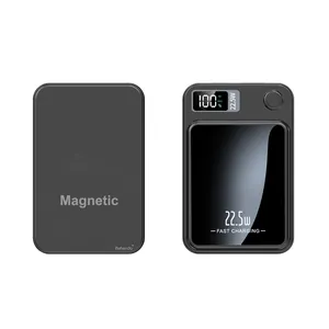 Mini poche Portable magnétique PD22.5W 5000 mAh batterie externe 15W charge rapide sans fil LED affichage de l'alimentation centrale électrique Logo personnalisé