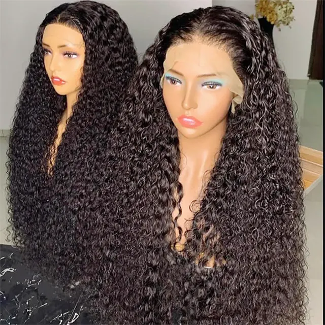 Long curly Hair dropshipping Beauty vendors braided lace wigs for black women cuticle aligned 100% human ladies hair wigs