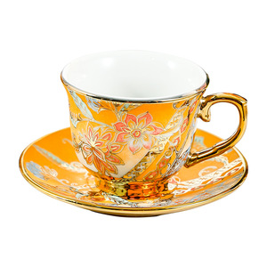 Ceramic Teacup <b>Set</b> With Saucers Floral Pattern Gold Trim Afternoon <b>Tea</b> Wedding Gift Round Handle Coffee <b>Cup</b> <b>Set</b> - Product Image 5