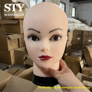 价格便宜柔软逼真的女性化妆假发展示人体模特头部训练头假发制作头发展示娃娃头