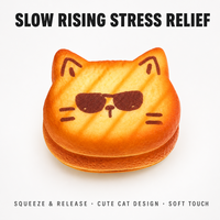 Jouet Squishy en forme de chat à remontée lente, motif sandwich et imprimé lunettes de soleil, anti-stress, cadeau de bureau