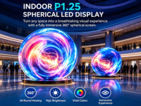 Affichage LED sphérique intérieur P1.25, vidéo numérique personnalisée à 360 degrés pour salles d'exposition, musées, centres d'exposition