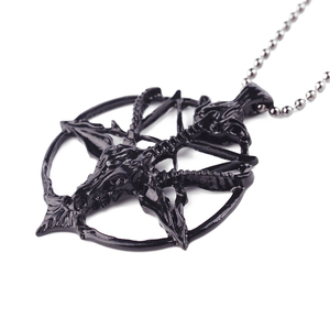 Fashion <strong>Pentagram</strong> Pan God Skull <strong>Goat</strong> <strong>Head</strong> Pendant Necklace Metal Vintage Silver/Black Gun Plated Necklace - Product Image 3
