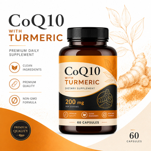 Complément alimentaire végétalien pour adultes à base de coenzyme Q10 OEM avec extrait de curcuma, Ubiquinol, 60 capsules, bienfaits antioxydants, soutien énergétique et immunitaire - Product Image 3