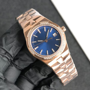 Reloj de Lujo 1205 con Caja Dorada Incrustada con Diamantes, Esfera Azul Real, Fecha, Multifunción, Mecánico Automático - Product Image 2