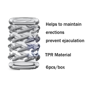 Brinquedos sexuais masculinos 6-Piece Cock Ring Set Clear Stretchy Girth Enhancer Penis Sleeve Adult Toy Enhancement Tool - Product Image 4