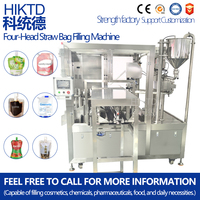 Machine de remplissage automatique de liquides en sachets à quatre têtes 2026 en promotion, machine d'emballage de sachets stand-up pour petites entreprises avec fonction de capsulage