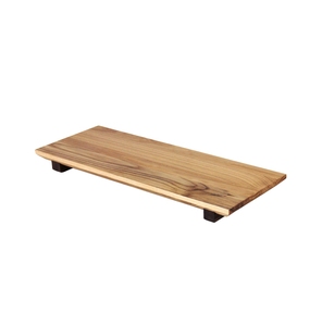Tabla de Servir Sushi Japonesa de Madera de Teca y Fresno, Ecológica, Biodegradable, de Grado Alimenticio, con Patas Oscuras, Bicolor, para Comida Fina, OEM Personalizado - Product Image 1