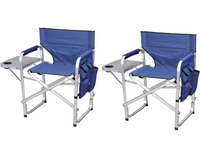Chaise pliante de camping en aluminium léger avec dossier complet, personnalisable en gros, avec table latérale en aluminium et sac de rangement