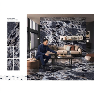 Athena Blue Marble Effect Porcelain Tiles 24x48 Inch High Gloss Surface for Luxury Interior <b>Floor</b> Wall - Product Image 4