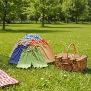 Shorts pour enfants en coton et <span class=keywords><strong>lin</strong></span> fins, taille mi-haute élastique, pour bébés garçons et filles, couleur unie, tendance - Product Image 1