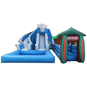 Commercially rent factory price Polar bear series with swimming pool inflatable water slide large children adult inflatable toys