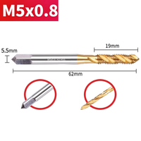 Tarauds de machine à rainure droite en spirale en acier rapide HSS M35 revêtus de titane M3-M12, super résistants à l'usure, pour acier inoxydable