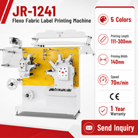 Équipement d'impression d'étiquettes flexo JR-1241, imprimante flexographique 5 couleurs pour l'impression d'étiquettes de soin des vêtements en tissu tissé