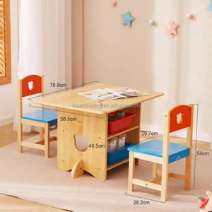 Ensemble table et 2 chaises en forme d'animaux pour enfants et tout-petits avec 4 bacs en plastique, mobilier enfant - Product Image 1