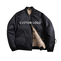 Blouson d'aviateur rembourré en duvet noir vierge surdimensionné à la conception personnalisée pour hommes OEM
