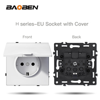 BAOBEN Interrupteur et prise murale de style européen avec cadre de panneau blanc aspect peau, ensemble d'interrupteurs de type 80.
