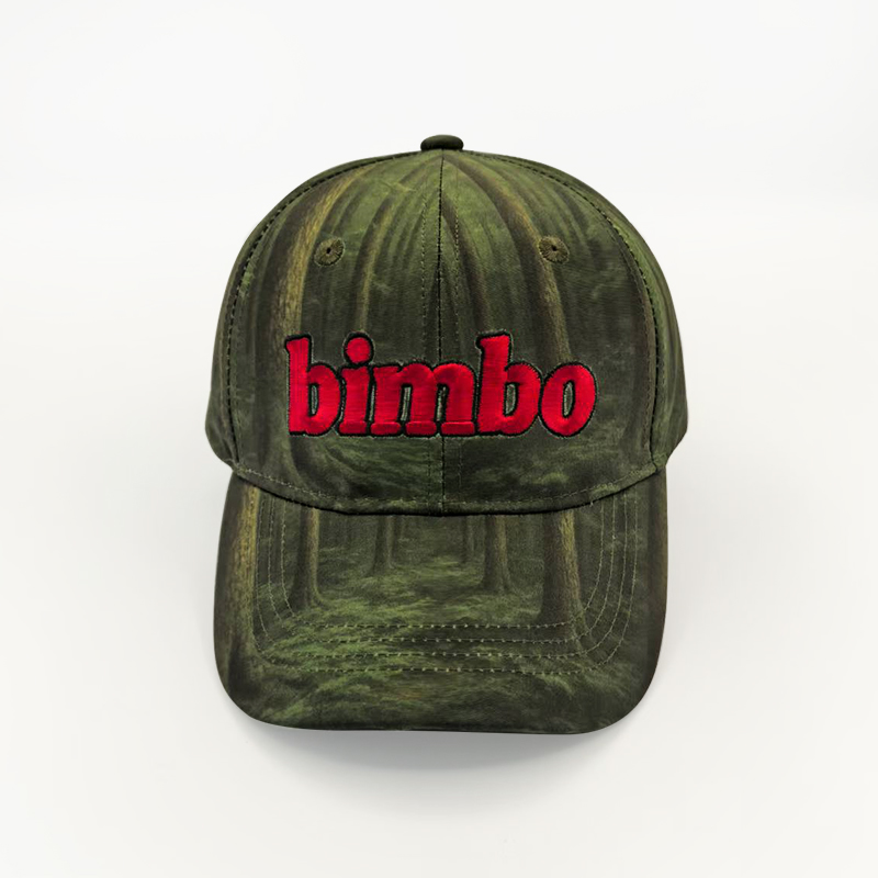 Customized Four Seasons Green Coconut Tree Pattern Small Wide Brim Outdoor Snapcap 3D Embroidery 6-panel Baseball Cap