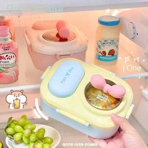 Cute <b>Macaron</b> Design Plastic Lunch <b>Box</b> Plastic for Girls-Office/Students Use Single Tier Bento <b>Box</b> Large Capacity Heatable Leak - Product Image 3