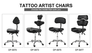 Chaise de tatoueur ergonomique réglable Dongpin, chaise de barbier noire avec dossier confortable et roulettes pour studios de tatouage - Product Image 4