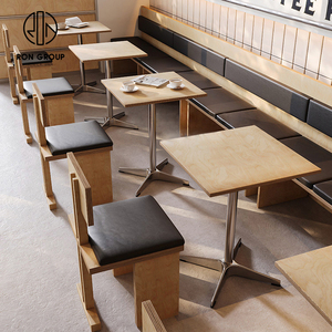 Moderno China Mcdonald cuero madera cuadrado restaurante muebles Banco cabina asiento Mesa silla conjunto cómodo para Pizza café - Product Image 4