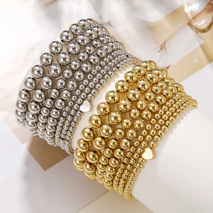 European American Cross Border Jewelry CCB <b>Bracelet</b> 7 Piece Set Stacked Round <b>Bead</b> <b>Bracelet</b> Fashion Geometric Design Zinc Alloy - Product Image 1