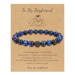 Natural Stone <b>Beaded</b> <b>Bracelet</b> 8mm Valentine's Day Gift For Him Couple Jewelry Unisex Fashion Accessory - Product Image 5