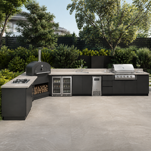 <span class=keywords><strong>Cucina</strong></span> Esterna con Pergola in Acciaio Inox 304, Isola BBQ Modulare con Griglia a Gas, Forno per Pizza e Lavello per Villa e Giardino - Product Image 3